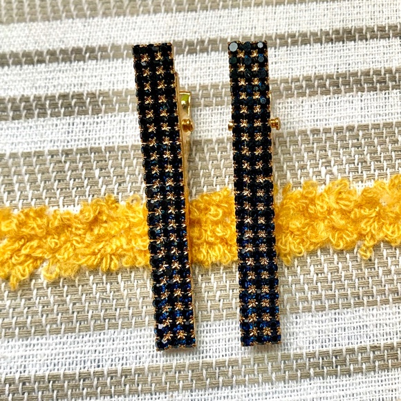 Blue Rhinestone Crystal Hair Clips - Picture 2 of 8